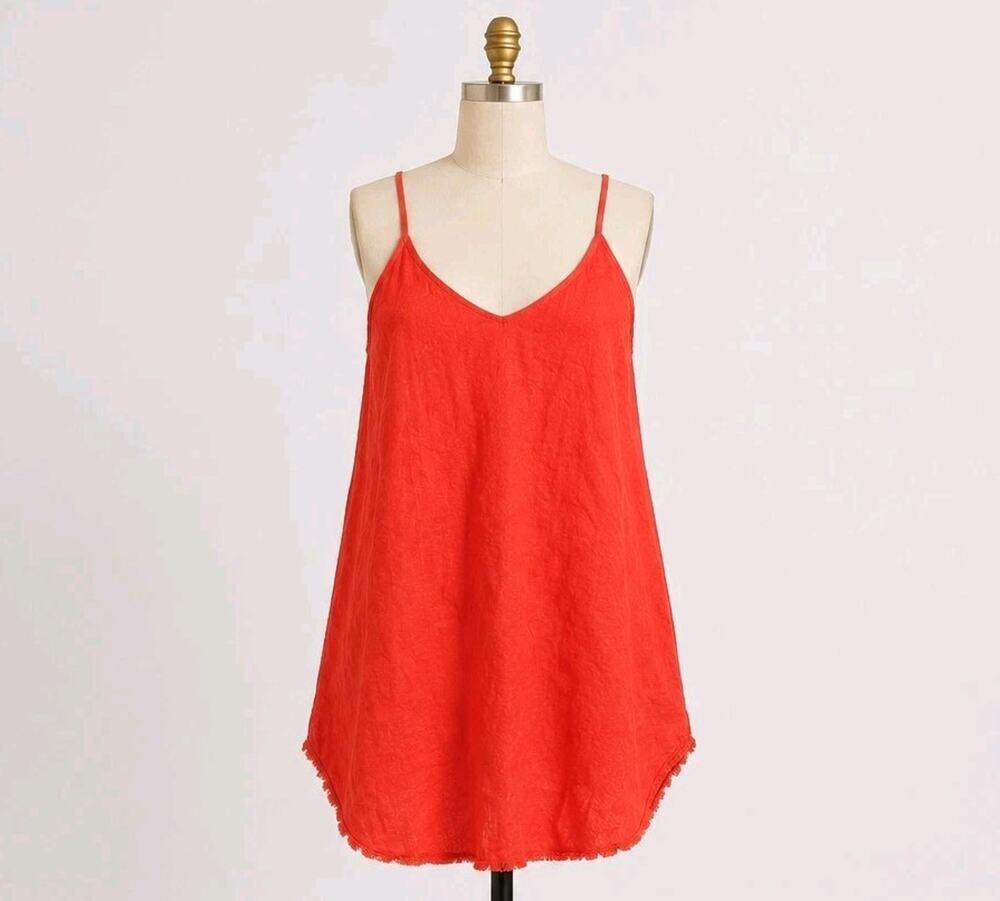 NWT Krisa Cami Dress Midi Sundress Sleeveless Linen Coral Sz M Womens R